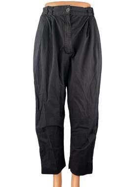 Wray Black High Waist Pleated Baggy Barrel Carrot Wide Leg Trousers Pants Size 6